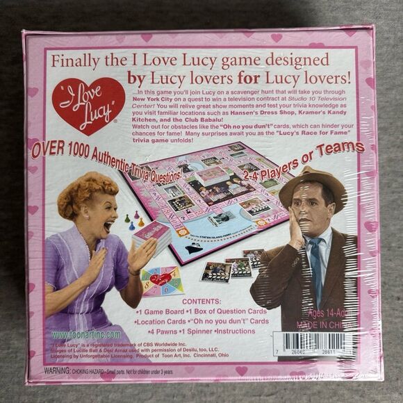 I LOVE LUCY LUCY'S RACE FOR FAME TRIVIA BOARD GAME SEALED NIB - Picture 2 of 3